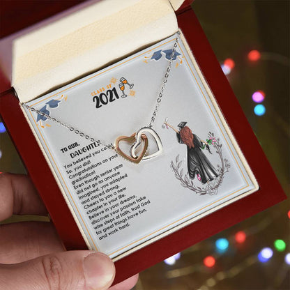 Interlocked Never-Ending Love Necklace For Believer Graduate Daughter Interlocking Hearts Necklace