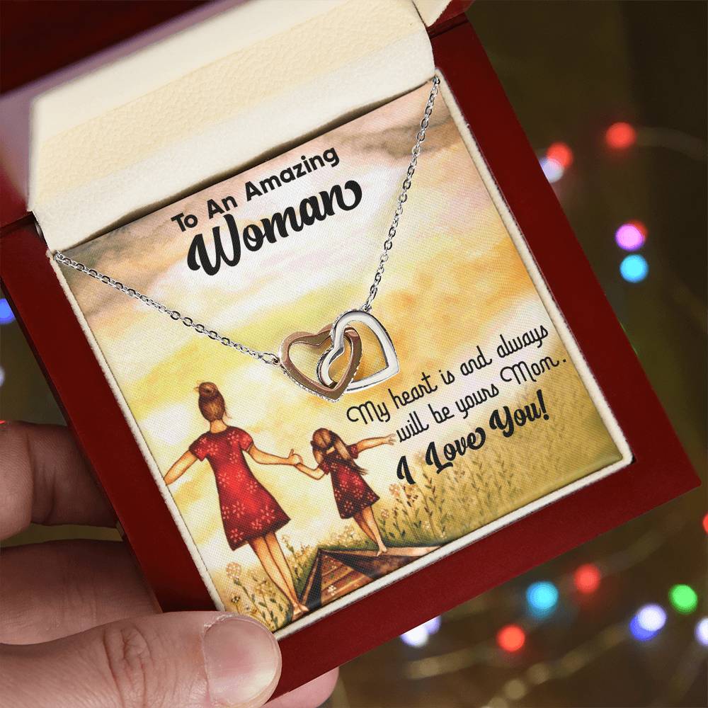 To An Amazing Woman Interlocking Hearts Necklace