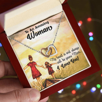 To An Amazing Woman Interlocking Hearts Necklace