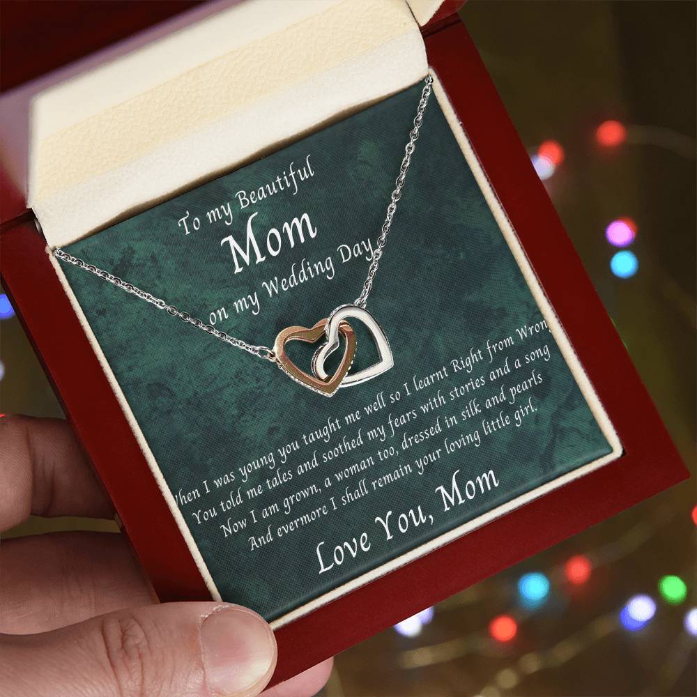 Mom Wedding Gift Bride To Mom Gift Daughter To Mother Wedding Gift Interlocking Hearts Necklace