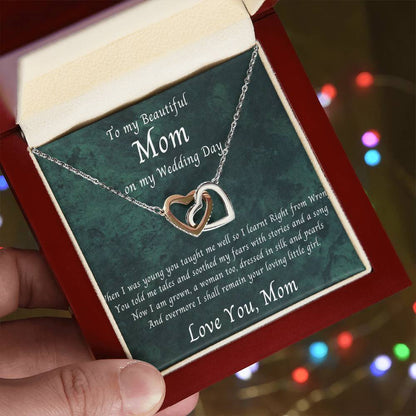 Mom Wedding Gift Bride To Mom Gift Daughter To Mother Wedding Gift Interlocking Hearts Necklace