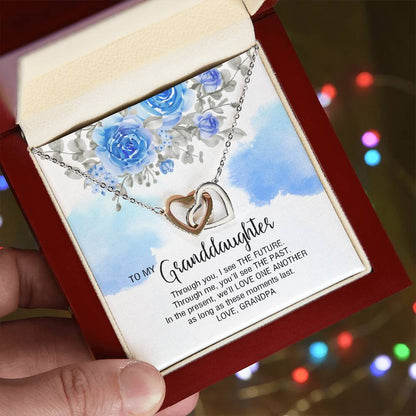 To My Granddaughter From Grandpa - We'Ll Love One Another Interlocking Hearts Necklace