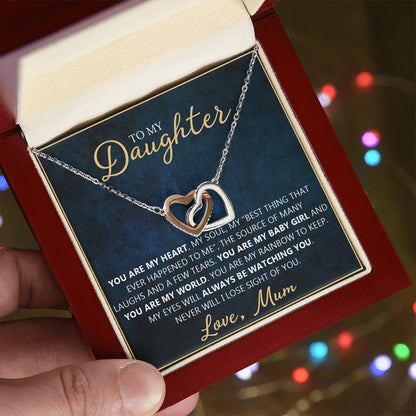 To My Daughter - You Are My Everything Unique Interlocking Heart Necklace Gift Set Interlocking Hearts Necklace