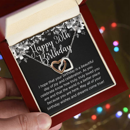 Happy Birthday 30 Year Old 1 Interlocking Hearts Necklace