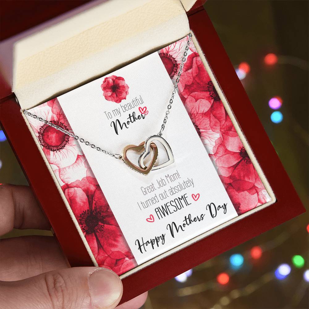 Great Job Mom Linked Hearts Mothers Day Necklace Interlocking Hearts Necklace