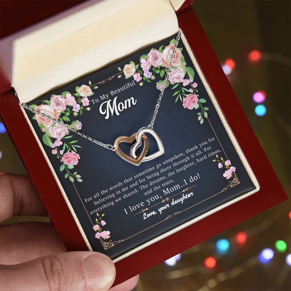 I Love You Mom.I Do Interlocking Hearts Necklace
