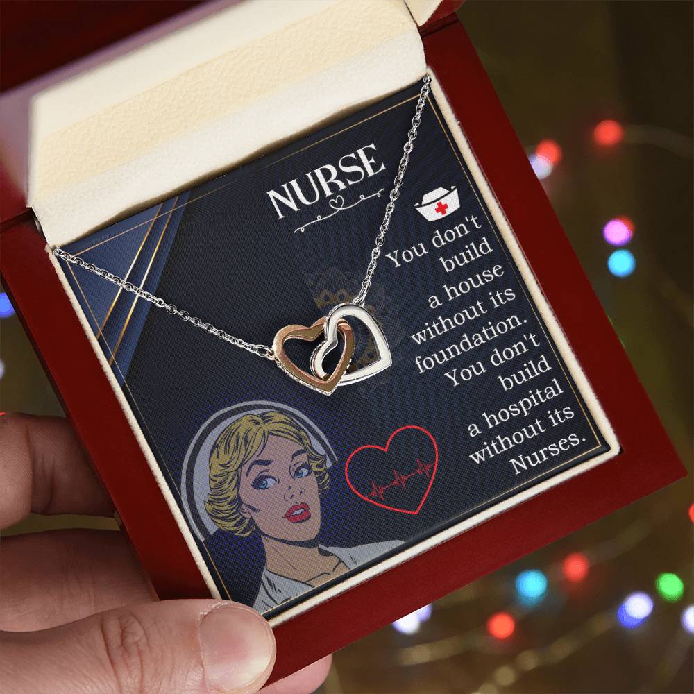 Never Ending Love For Nurse -Wife -Girlfriend Interlocking Hearts Necklace