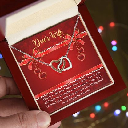 Gift For Wife - Anniversary Gift For Soulmate Interlocking Hearts Necklace