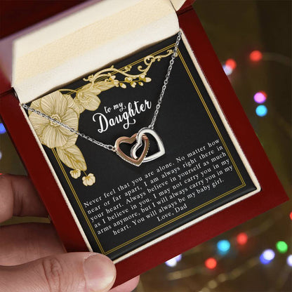 To My Daughter Love Dad Interlocking Hearts Necklace