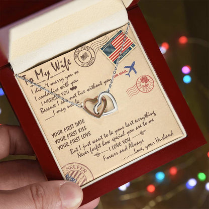 To My Wife Interlocking Hearts Necklace Message Card