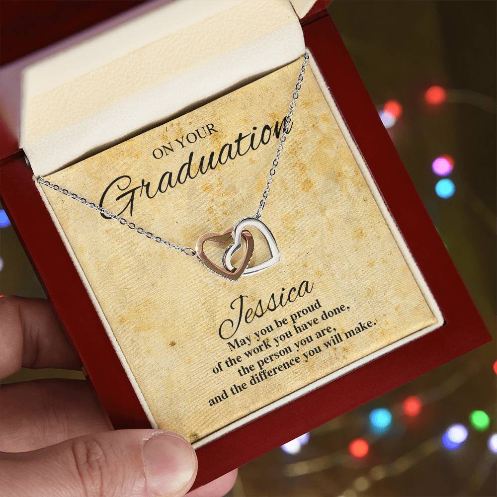 On Your Graduation Necklace Interlocking Hearts Necklace