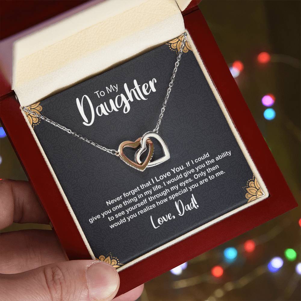 To My Daughter Gift Box Interlocking Hearts Necklace