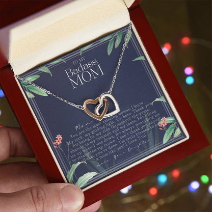 To My Badass Mom Necklace Mother’S Day Gift Daughter To Mom Gift Gift From Daughter To Mom On Wedding Day Mom Gift Birthday Gift Interlocking Hearts Necklace