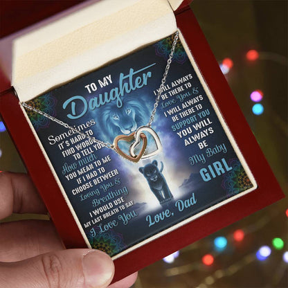 To My Daughter Necklace You Will Always Be My Baby Girl Daughter Gift From Dad Daughters Birthday Grown Up Daughter Interlocking Hearts Necklace