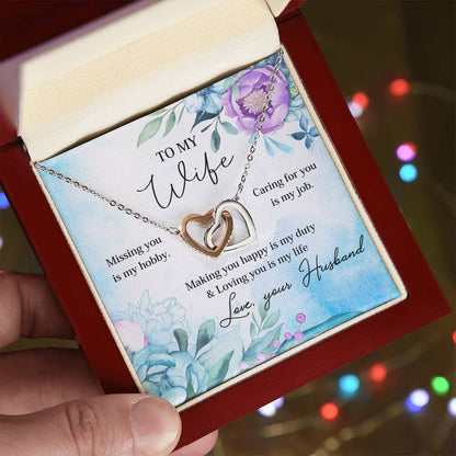 Making You Happy Is My Duty - Great Gift For Wife Interlocking Hearts Necklace