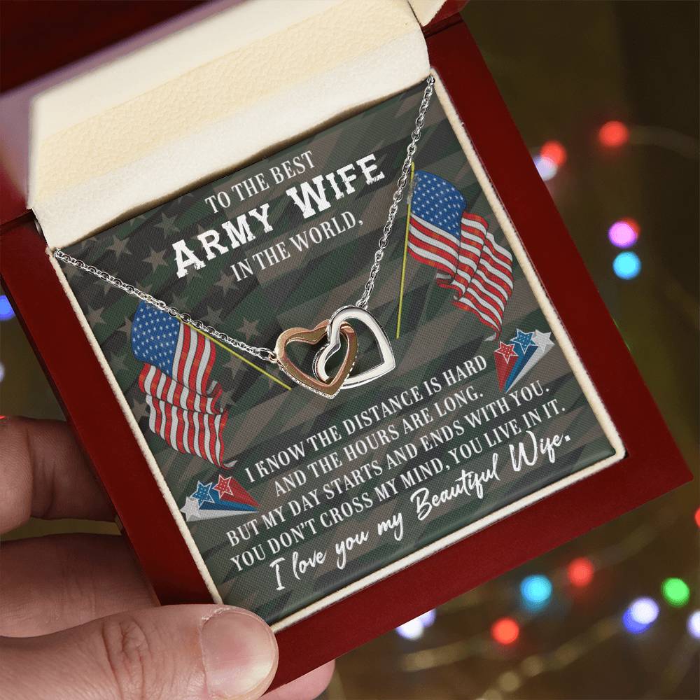 To My Army Wife I Know The Distance Is Hard Love You . Interlocking Hearts Necklace