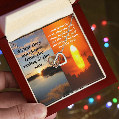 Ike Mens Collage Scripture Jewelry Interlocking Hearts Necklace