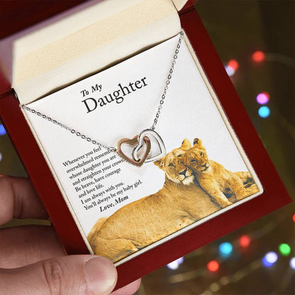 To My Daughter - Love Gift From Mom - Always With You - Interlocking Hearts Necklace