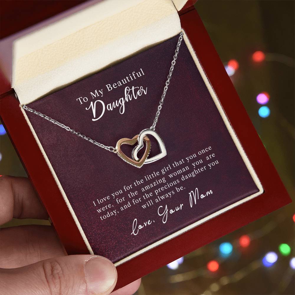 To My Daughter - Precious Daughter - Necklace Interlocking Hearts Necklace