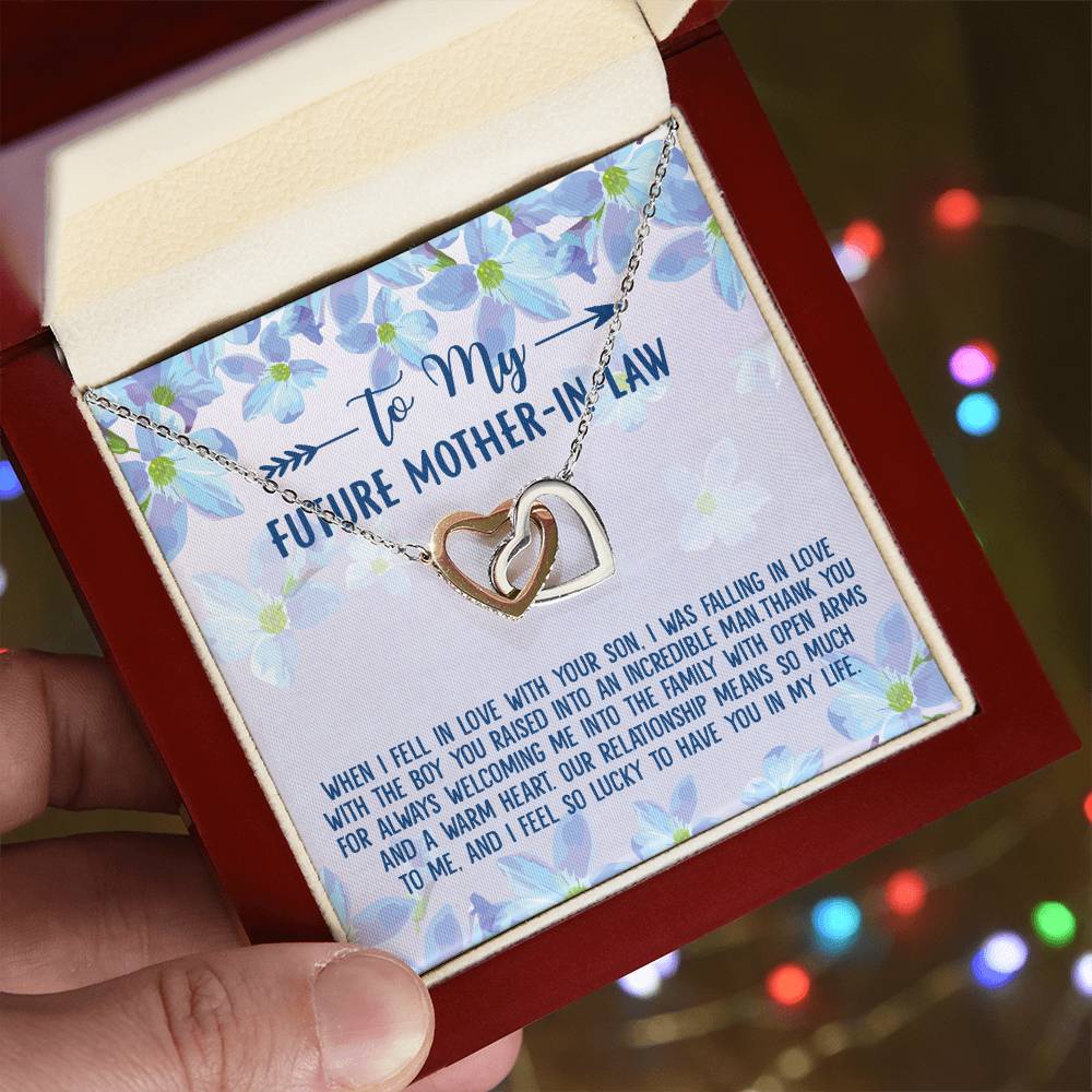 To My Future Mother-In-Law Gift For Birthday Anniversary Or Any Occasion Interlocking Hearts Necklace