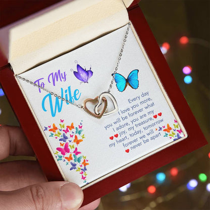 Interlocking Heart Necklace Husband To Wife Gift Wife Necklace Gift Anniversary Gift For Wife Wife Necklace Message Card Wife Gift Interlocking Hearts Necklace