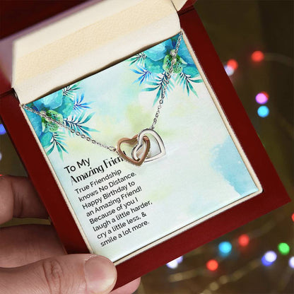 To My Amazing Friend - Interlocking Hearts Necklace