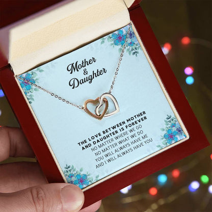 Linked Hearts Necklace For Mother Daughter Gift Minimalist Jewelry Gift For Daughter Mothers Day Sentimental Jewelry Gift For Mom Interlocking Hearts Necklace