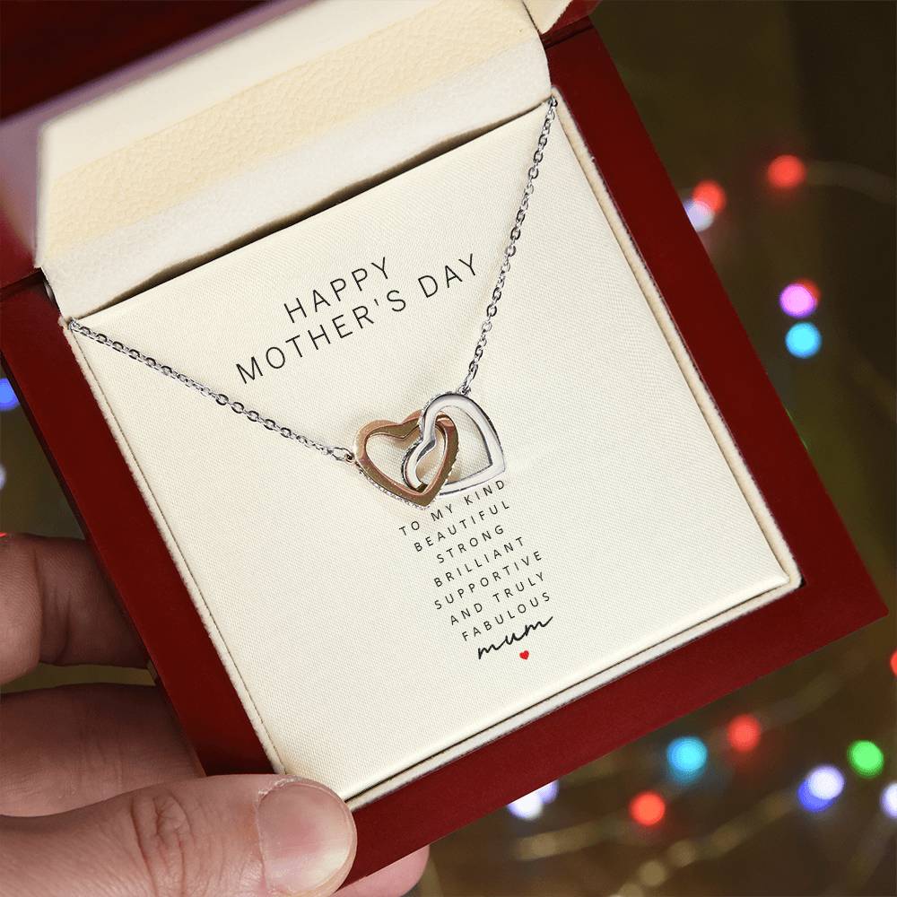 Happy Mother'S Day To My Kind Beautiful Strong Brilliant Supportive And Truly Fabulous Mum Interlocking Hearts Necklace
