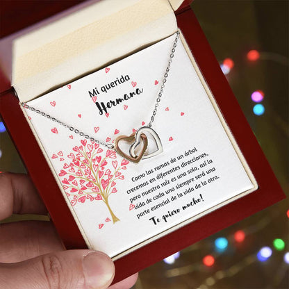 Mi Querida Hermana Como Las Ramas De Un Arbol Crecemos En Diferentes Direcciones Interlocking Hearts Necklace