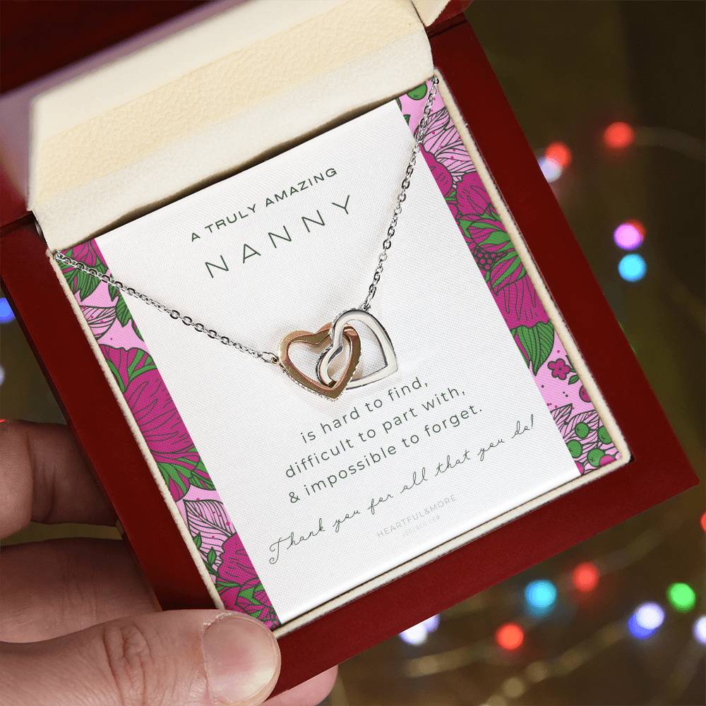 Nanny Appreciation Necklace Gift Nanny Thank You Gift Thank You Nanny Gift For Nanny Leaving A Truly Amazing Babysitter Gift Best Nanny Interlocking Hearts Necklace