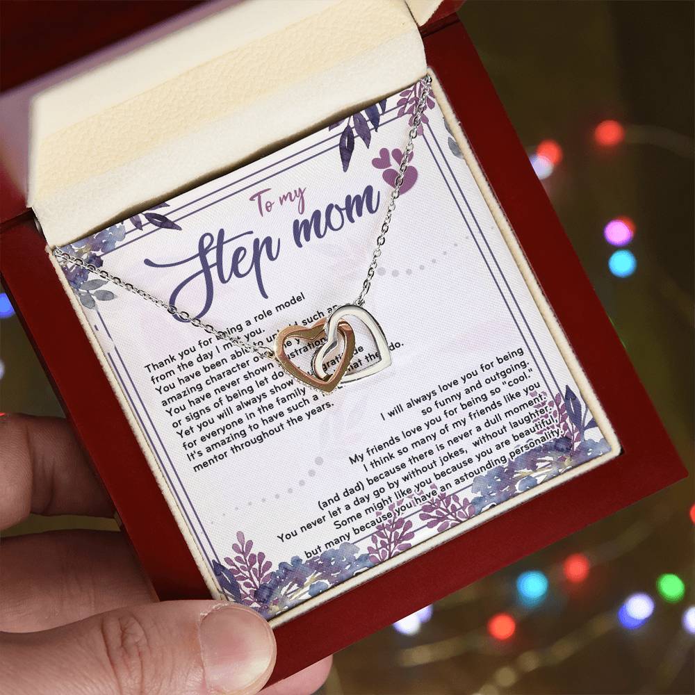 Stepmom I Will Always Love You For Being So Funny D319 Interlocking Hearts Necklace