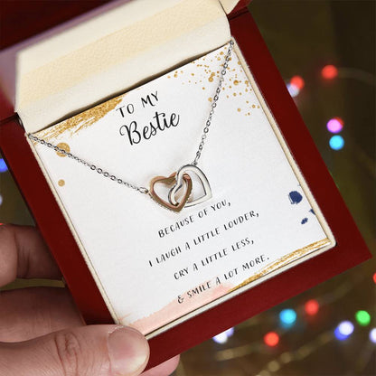 To My Bestie No Matter What We Do Interlocking Hearts Necklace