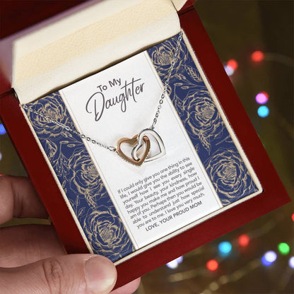 To My Dearest Daughter Proud Mom Proud Mama Mother And Daughter Gift Gift From Mother To Daughter Bond Relationship Interlocking Heart Necklace Interlocking Hearts Necklace