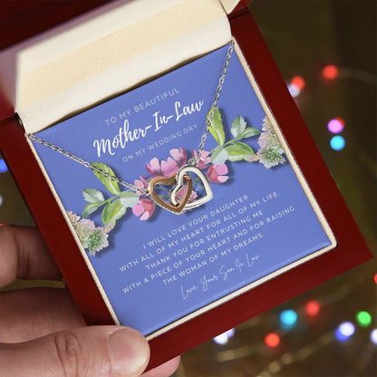 Mother Of The Bride Gift From Groom Mother In Law Gift On Wedding Day From Groom Gifts For Mother Of The Bride Future Mother-In-Law Interlocking Hearts Necklace