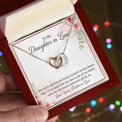 To My Crazy Daughter In Law - Mother Love For Daughter - Forever Relation Interlocking Hearts Necklace