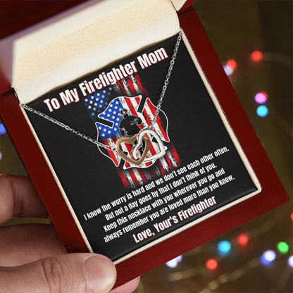 To My Firefighter Mom Necklace Interlocking Hearts Necklace
