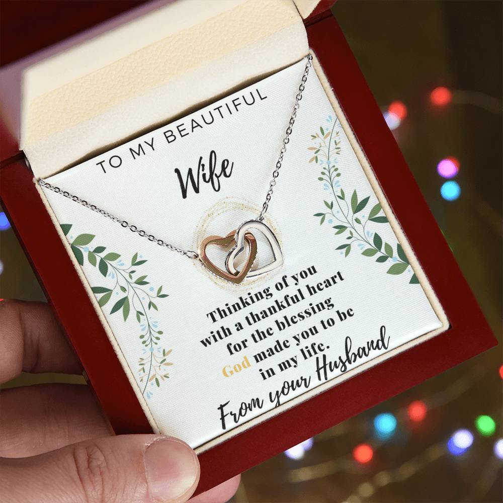 Gift For Wife From Husband Interlocking Hearts Necklace