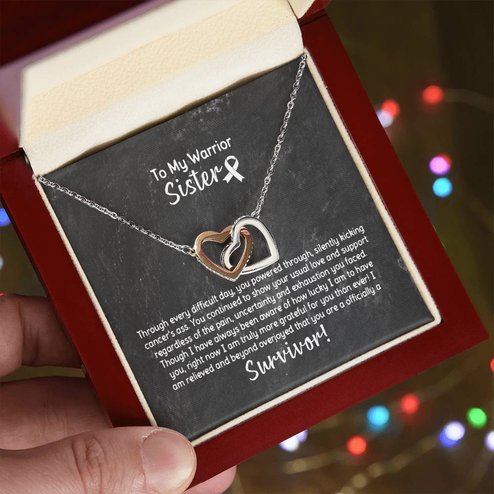 Sister Cancer Survivor Necklace Interlocking Hearts Necklace