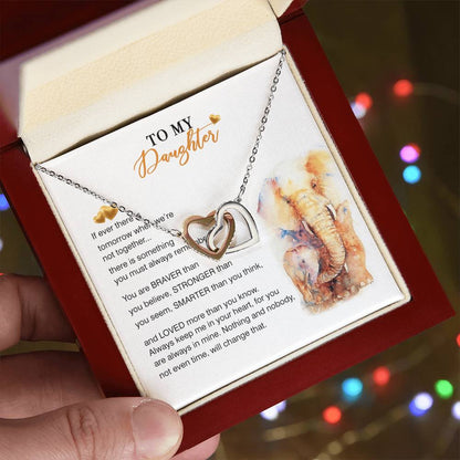 To My Daughter Necklace From Elephant Mom Interlocking Hearts Necklace