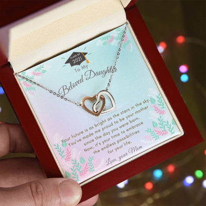 Two Hearts To My Beloved Daughter Necklace Interlocking Hearts Necklace
