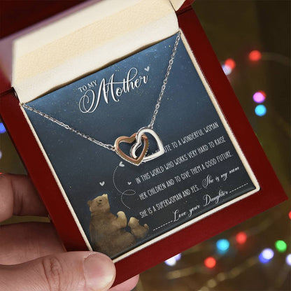 Mother Interlocking Hearts Necklace Message Card