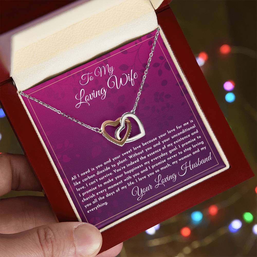 Gift For Wife All I Need Is You And Your Sweet Love Interlocking Hearts Necklace