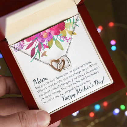Happy Mother'S Day - To The Best Mom Interlocking Hearts Necklace