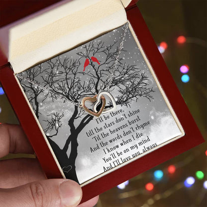 I'Ll Be There Interlocking Hearts Necklace Message Card