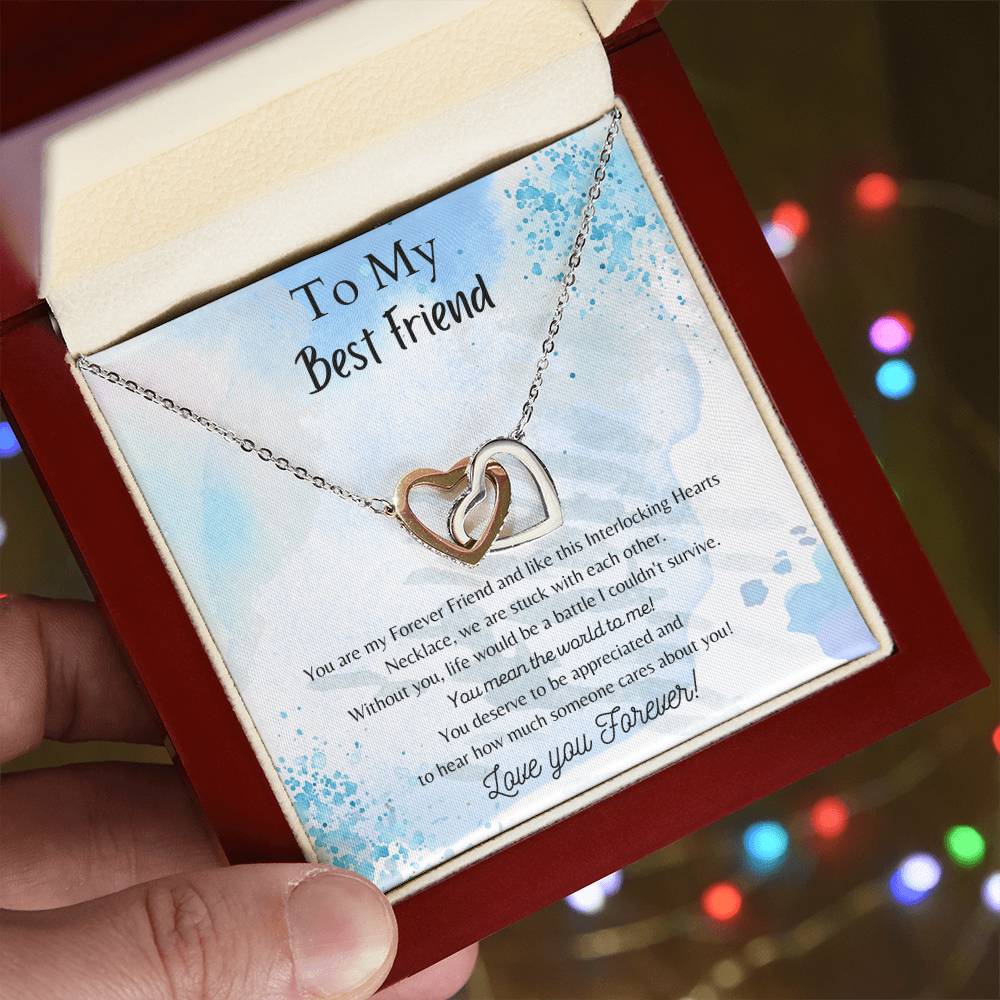 To My Best Friend Interlocking Hearts Necklace