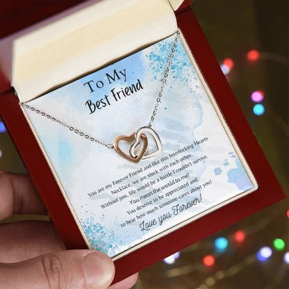 To My Best Friend Interlocking Hearts Necklace