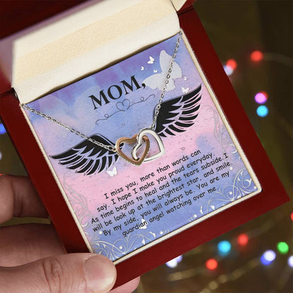Mom - I Miss You More Than Words Can Say - Interlocking Heart Necklace Interlocking Hearts Necklace