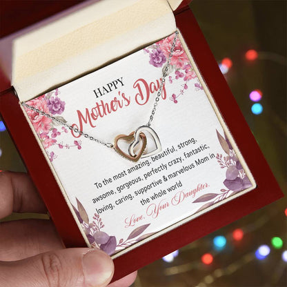 Interlocking Hearts Happy Mother'S Day To The Most Amazing Mom Interlocking Hearts Necklace