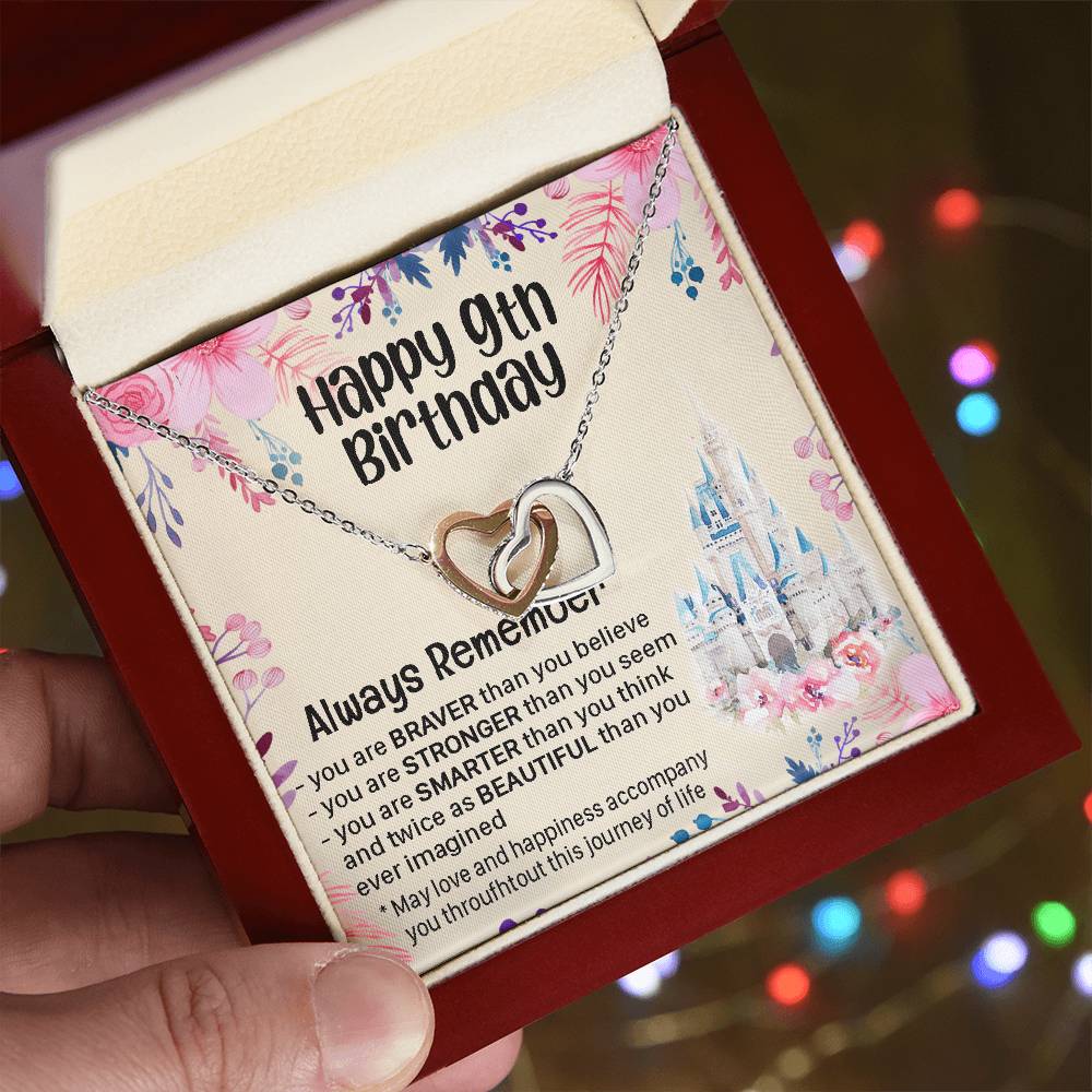 Happy 9Th Birthday Gift For Daughter Gift For 9 Years Old Birthday Teen Girl Daughter Necklace Gift Interlocking Hearts Necklace