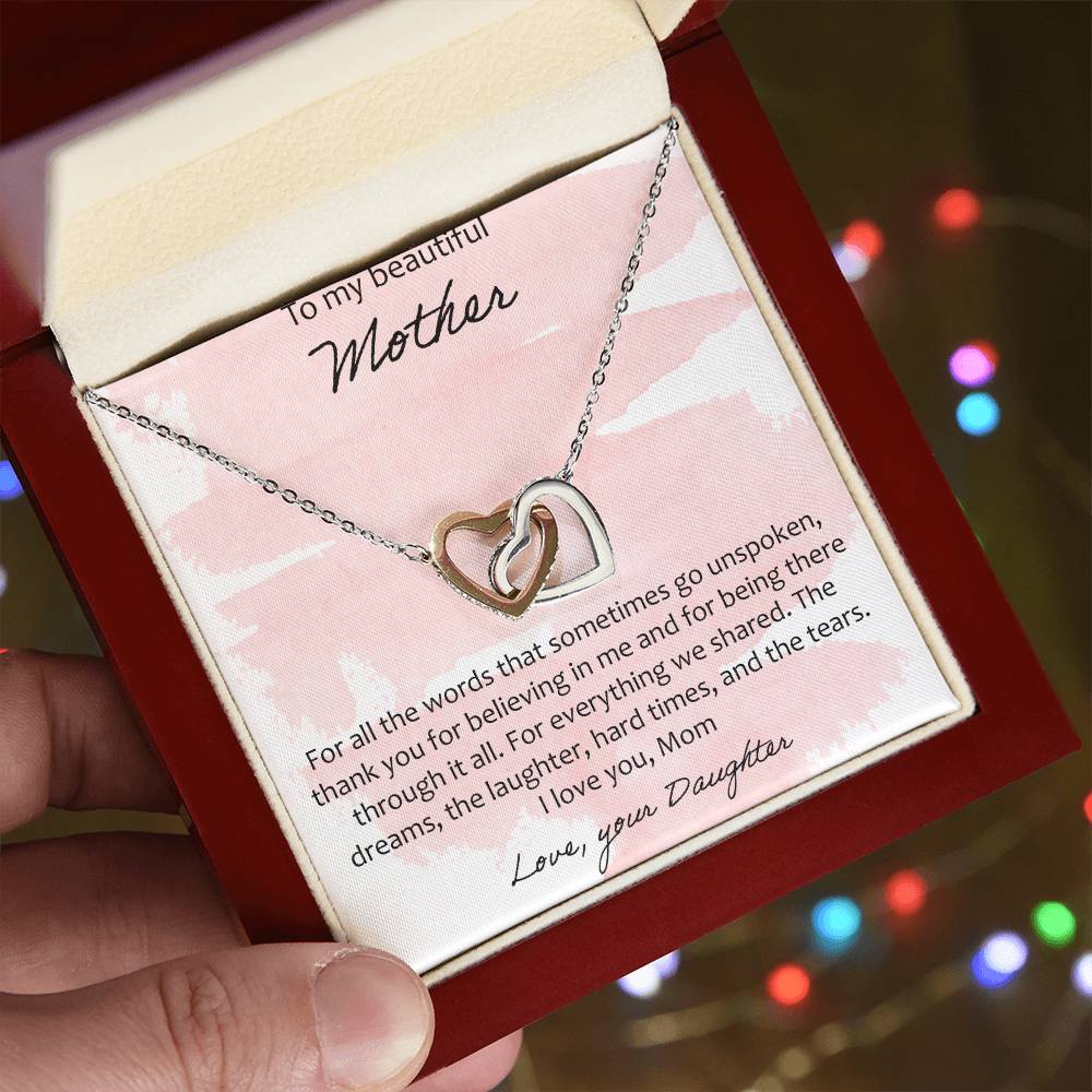 To My Beautiful Mother Interlocking Hearts Necklace
